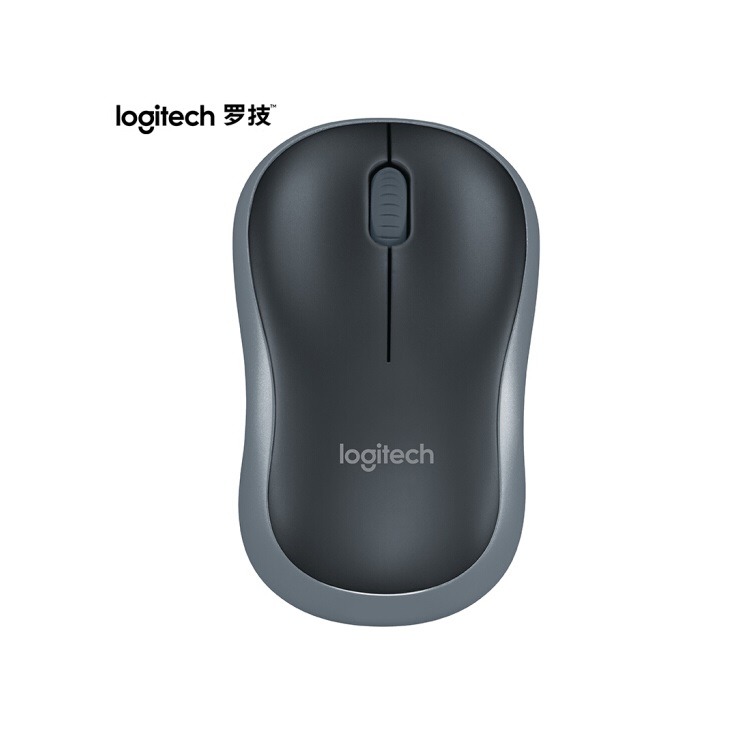 罗技（Logitech）M185鼠标 无线鼠标 办公鼠标 对称鼠标 黑色灰边 带无线2.4G接收器